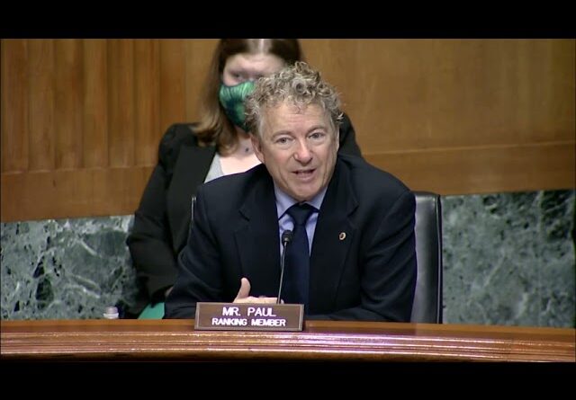 Dr. Rand Paul Opening Remarks for the Small Business Committee Hearing - March 24, 2021