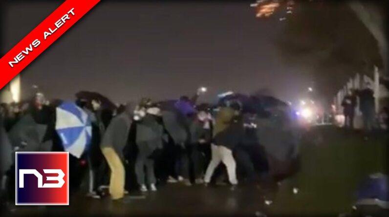 BLM Thugs use White People as Human Shields as Police Deploy Tear Gas, Rubber Bullets