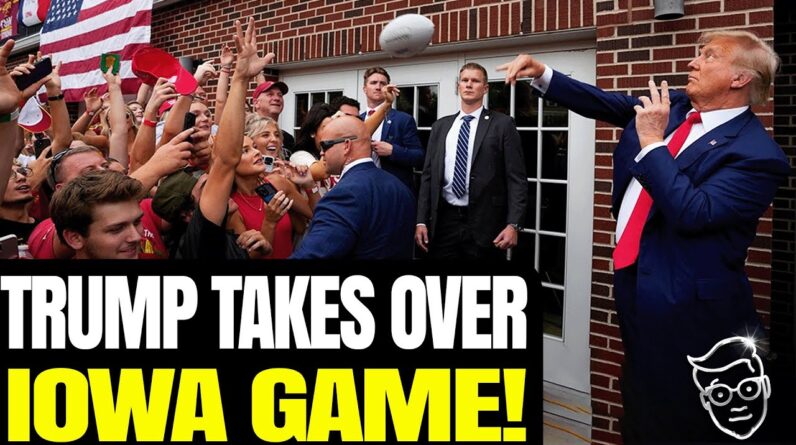 TRUMP TAILGATES! Parties With Frat, Flips Burgers, Launches Footballs to ROARING Crowd in Iowa 🏈🍔