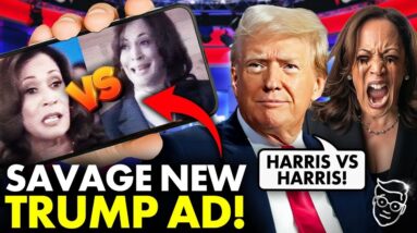 Trump BREAKS Internet With GENIUS Ad of Kamala Debating HERSELF 🤣 These Are Incredible